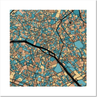 Paris Map Pattern in Mid Century Pastel Posters and Art